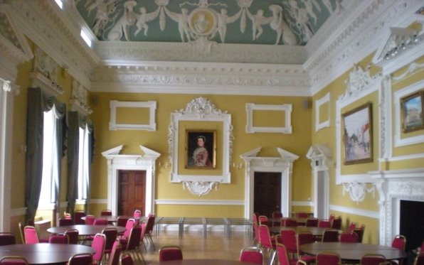 Bedale Hall's Ballroom, painted a beautiful Blue and Yellow